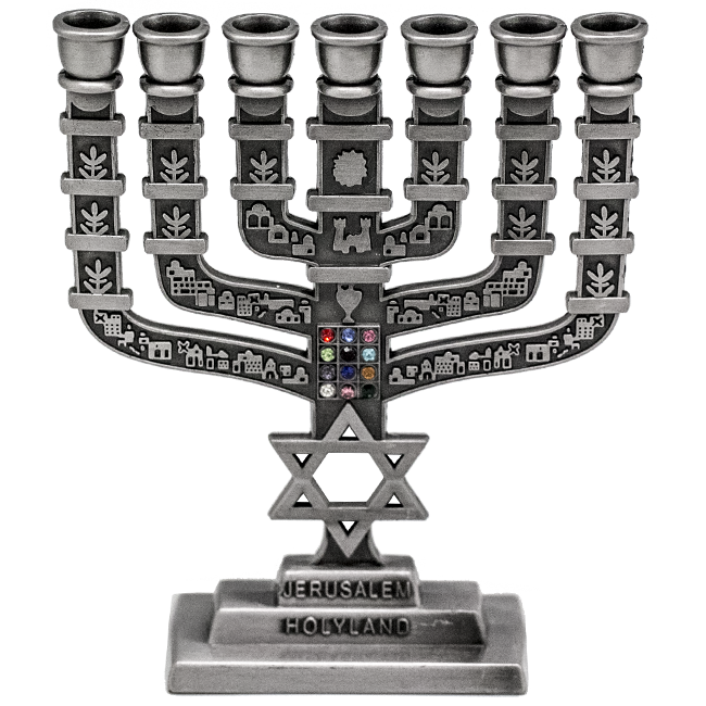 Pewter Plated Star of David Hoshen Menorah